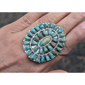 Handcrafted Navajo Cluster Ring Size 8 Women's Signed Southwest Jewelry ***